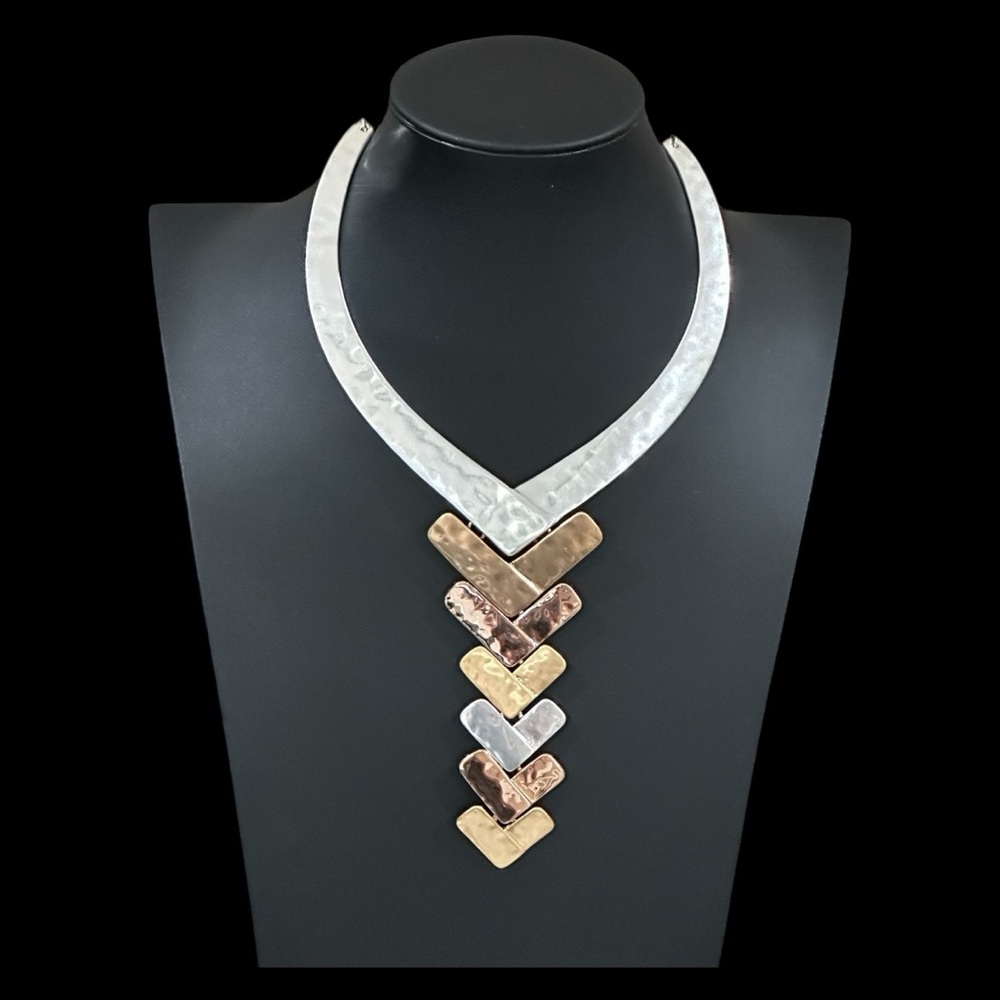 New Robert Lee Morris RLM SOHO Statement Collar Necklace Mixed Metals Drop